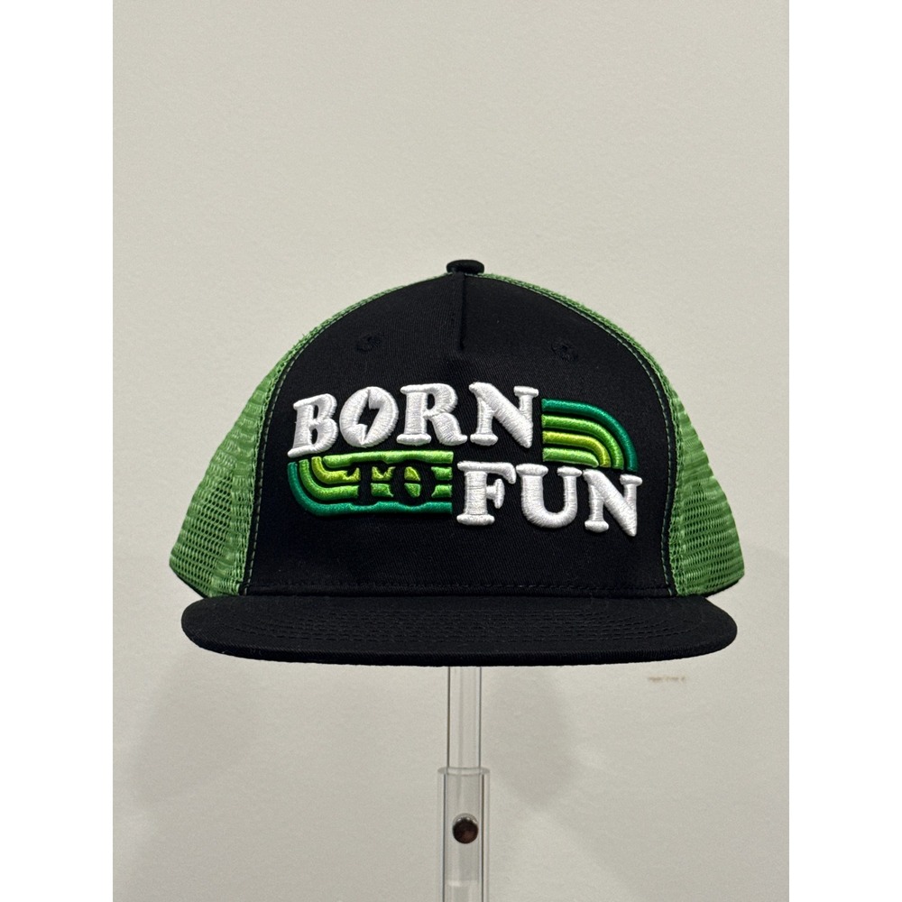 Fun-Haver Trucker Hat Unisex OSFM Black Green Good Born To Fun Snapback Cap